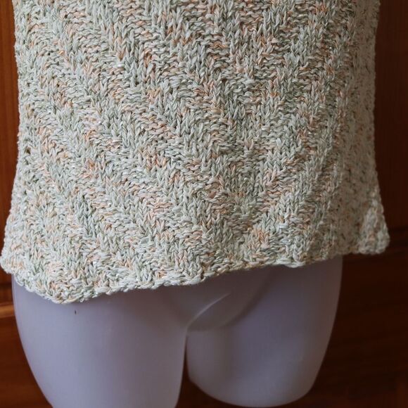 Marilena Chicago Pastel Knit Tank Top Large Green Trim Vintage Y2K Romania - Picture 7 of 10